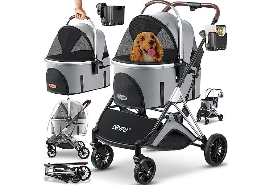 Lovpet Hundebuggy 3in1 Hundewagen max. bis 20kg Buggy für Haustiere, (Hunde günstig online kaufen