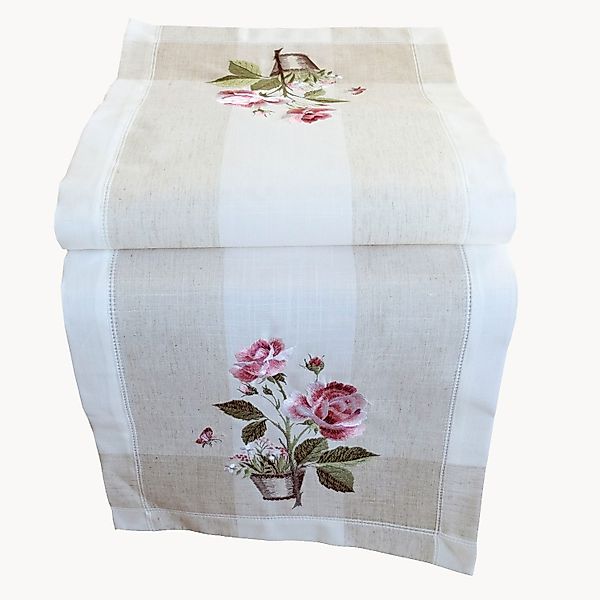 texpot Tischdecke Stickerei Rosen und Körbchen günstig online kaufen