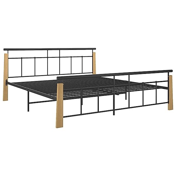 vidaXL Bettgestell Metall und Massivholz Eiche 180x200 cm Modell 1730898 günstig online kaufen