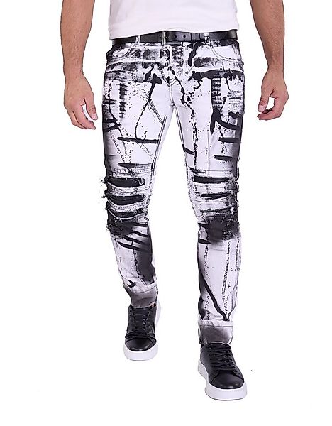 KINGZ Slim-fit-Jeans Herren Designer Jeans Slim-Fit mit Batik Waschung günstig online kaufen