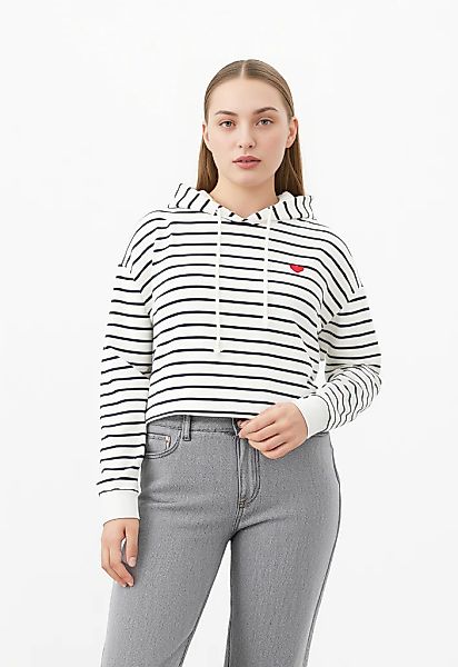 pieces Kapuzensweatshirt "PCCHILLI LS HOODIE STRIPES EMB NOOS BC", Baumwoll günstig online kaufen