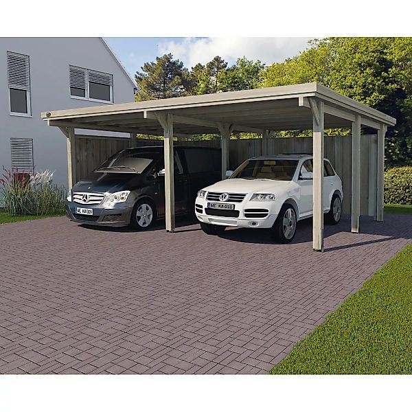 Weka Flachdach-Doppelcarport 618 Gr.1 mit PVC-Dachplatten 603 cm x 512 cm günstig online kaufen