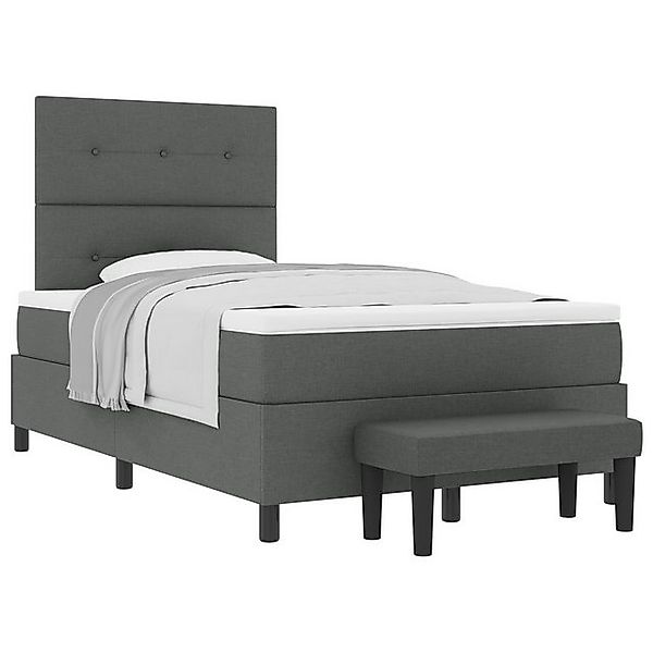 vidaXL Bett Boxspringbett mit Matratze & Bank Dunkelgrau 120x200 cm Stoff ( günstig online kaufen