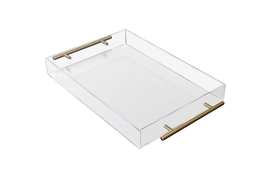 Kurtzy Aufbewahrungsdose Acryl Serviertablett mit eleganten goldenen Griffe günstig online kaufen