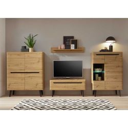Schrankwand Wohnzimmer im Skandi Design 40 cm tief (vierteilig) günstig online kaufen