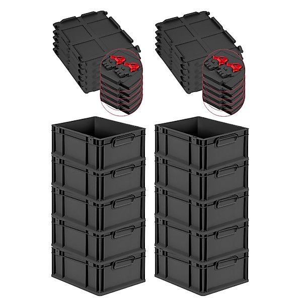 PROREGAL SuperSparSet 10x Eurobox Nextgen Grip Mit Scharnierdeckel Und Rote günstig online kaufen