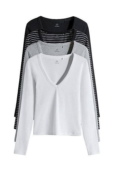 The Set Langarmshirt The Set Langarmshirts mit V-Ausschnitt, 4er-Pack (4-tl günstig online kaufen