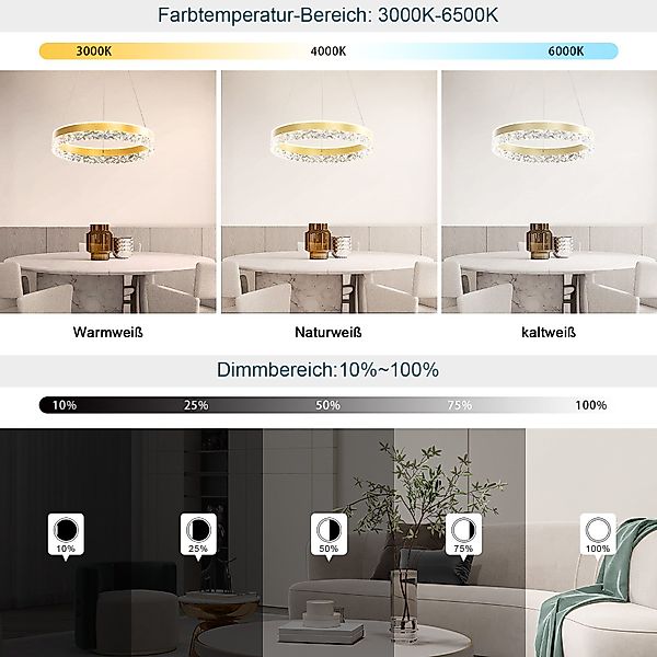 JDONG LED Pendelleuchte Moderne mit Fernbedienung günstig online kaufen
