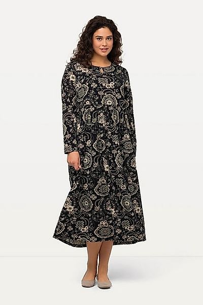 Ulla Popken Maxikleid Jerseykleid A-Linie Rundhals Keyhole Langarm günstig online kaufen