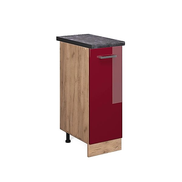 Vicco Apothekerschrank R-Line, Rot Hochglanz/Goldkraft Eiche, günstig online kaufen