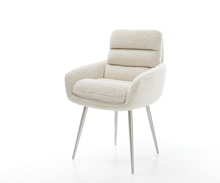 Esszimmerstuhl Abelia-Flex mit Armlehnen Teddystoff Beige 4-Fuß konisch Ede günstig online kaufen