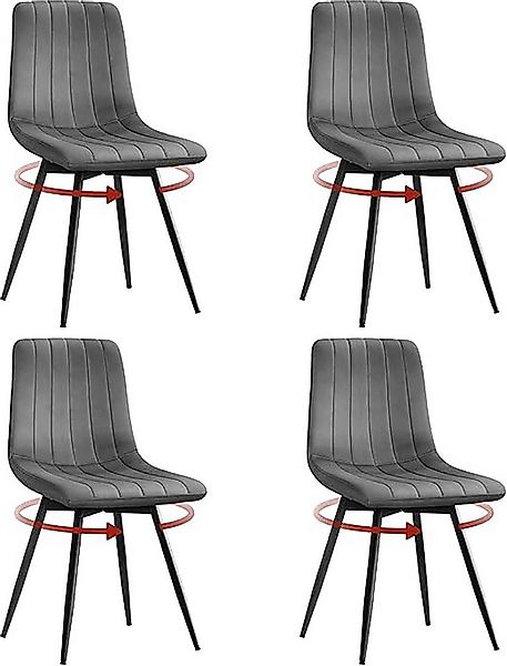 Woltu Esszimmerstuhl (4 St), drehbar, mit Rückenlehne, Metallbeine, Samt günstig online kaufen