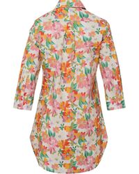 Highmoor Hemdbluse Lange Leinenbluse mit Blumenmuster günstig online kaufen
