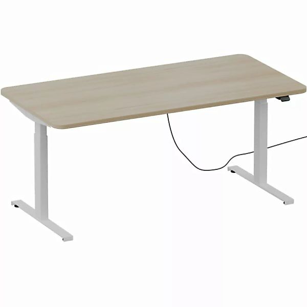 Schreibtisch NewWORK elektrisch höhenverstellbar Gestell weiß - Dekor wählb günstig online kaufen