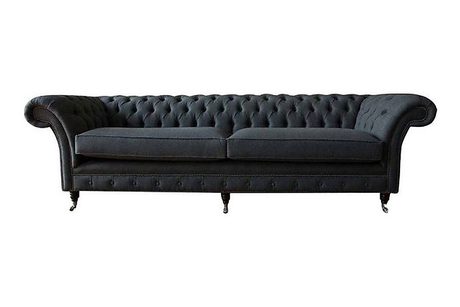 Xlmoebel Sofa Gestalter Schwarz Chesterfield 4-Sitzer Sofagarnitur Textilbe günstig online kaufen