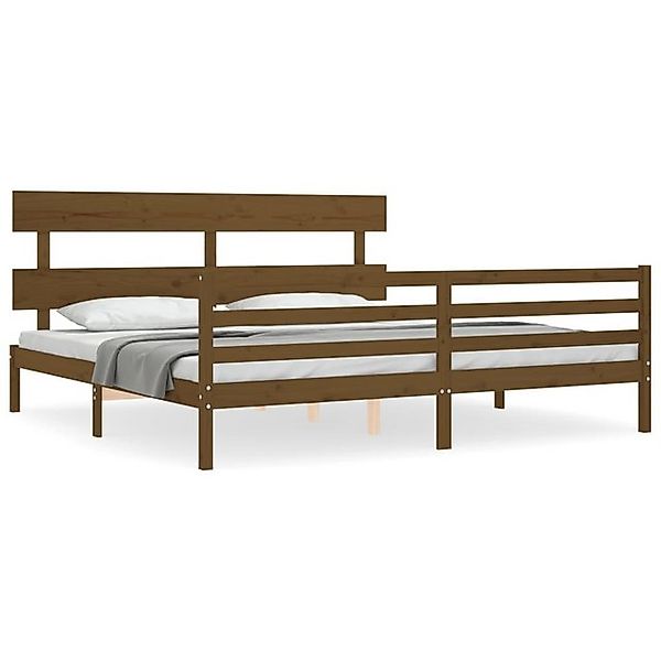 vidaXL Bett Massivholzbett mit Kopfteil Honigbraun 200x200 cm günstig online kaufen