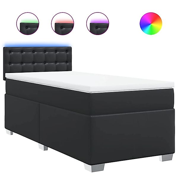 vidaXL Boxspringbett, Boxspringbett mit Matratze Schwarz 90x190 cm Kunstled günstig online kaufen