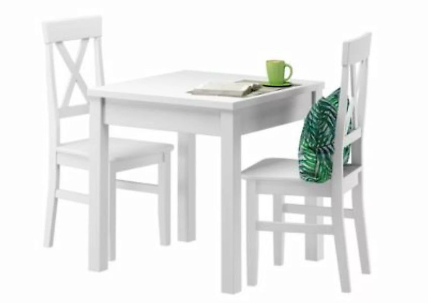 Erst-Holz® Stilvolle kleine Essgruppe Tisch 2 Stühle Kiefer Massivholz wasc günstig online kaufen