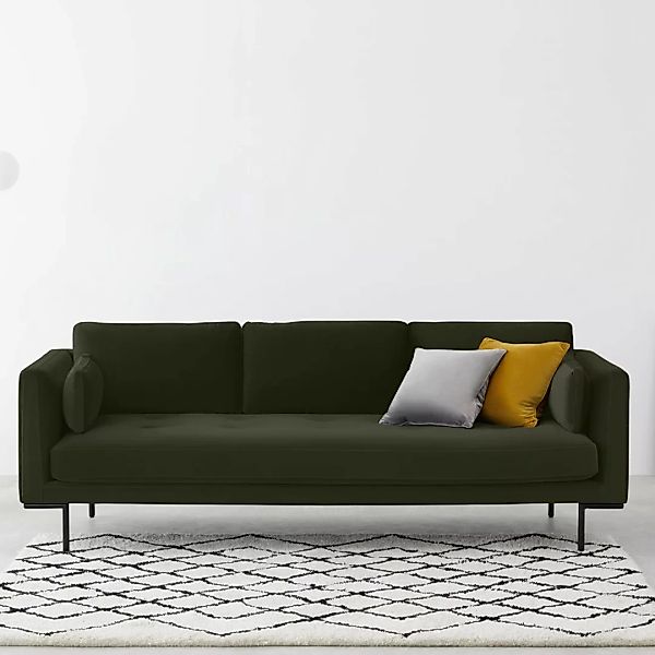 Harlow 3-Sitzer Sofa, Samt in Dunkeloliv - MADE.com günstig online kaufen