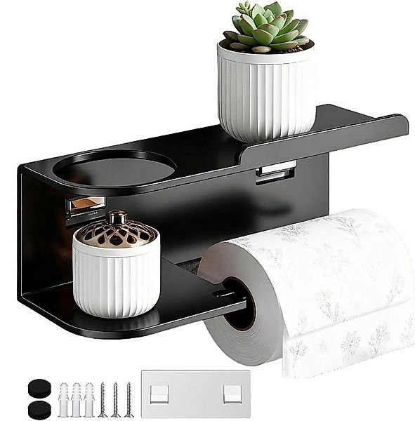 BlingBin Toilettenpapierhalter Klopapierhalter ohne Bohren Schwarz Selbstkl günstig online kaufen