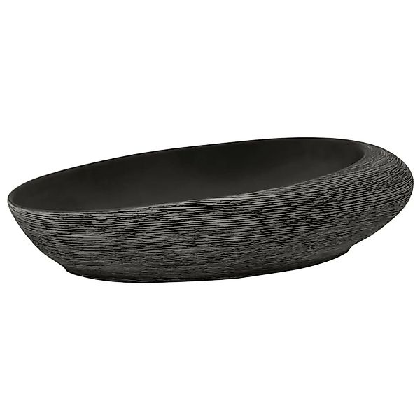 vidaXL Aufsatzwaschbecken Grau und Schwarz Oval 59x40x14 cm Keramik 155091 günstig online kaufen
