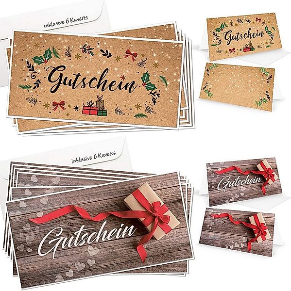 Logbuch-Verlag Dekofigur 12 Geschenkgutscheine Klappkarten DIN lang 11 x 22 günstig online kaufen