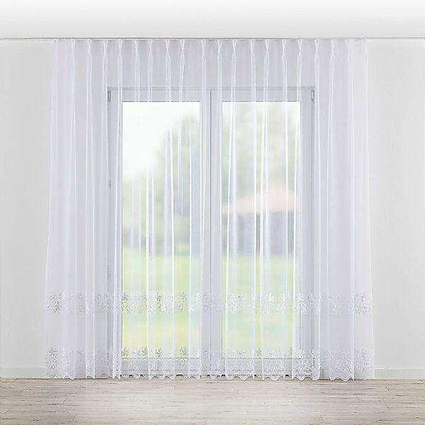 Gardine mit flämischen 2-er Falten, weiß, Voile (186-56) günstig online kaufen