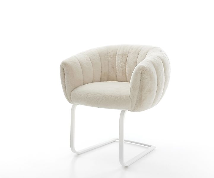 Freischwinger Jada-Flex Plüsch Creme-Weiß Freischwinger flach Weiß Taschenf günstig online kaufen