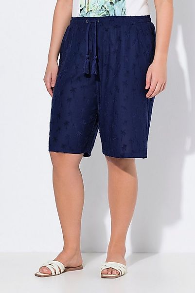 Ulla Popken Jeansshorts Shorts Mary Frottee-Palmen weites Bein Elastikbund günstig online kaufen