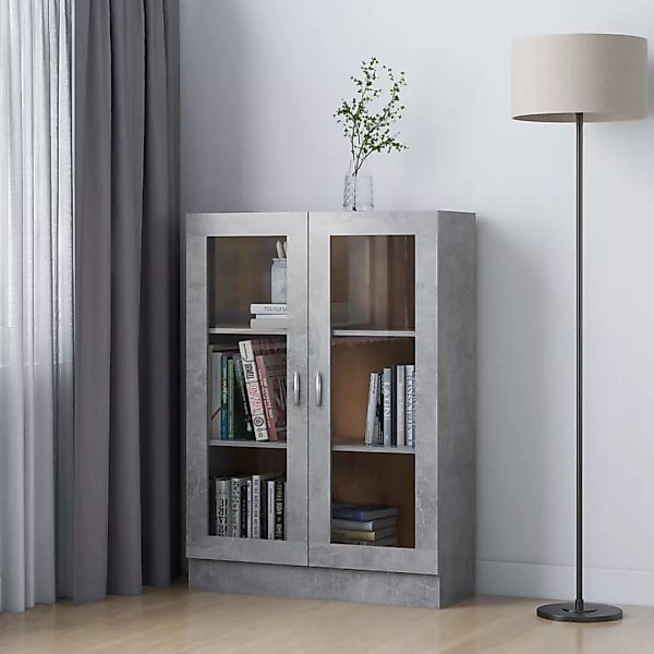 vidaXL Vitrine Bücherschrank Vitrinenschrank Vitrine Betongrau 82,5x30,5x11 günstig online kaufen