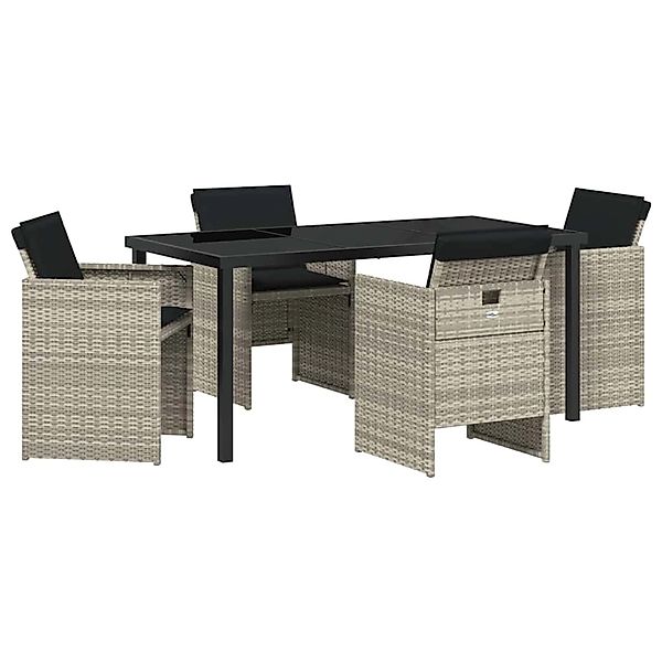 vidaXL Garten Essgruppe 5-Tlg Hellgrau Poly Rattan 3380611 günstig online kaufen