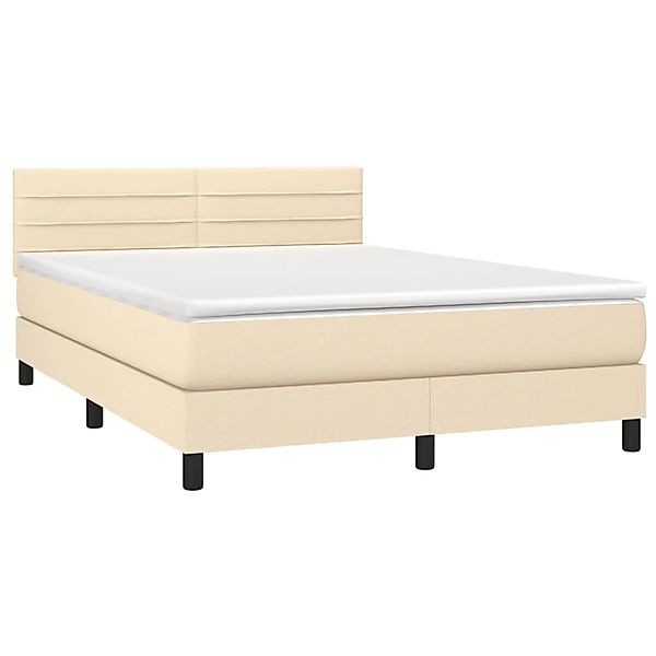 vidaXL Boxspringbett mit Matratze & LED Creme 140x200 cm Stoff 3133242 günstig online kaufen