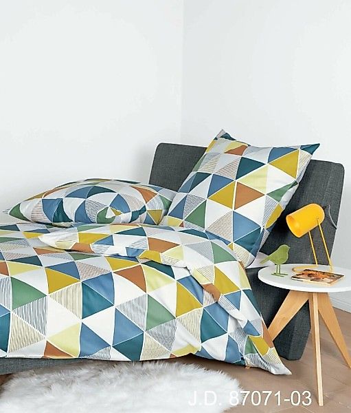 Janine Janine Mako-Satin Bettwäsche J.D. 87071 gelb blau grün Größe:  200x2 günstig online kaufen
