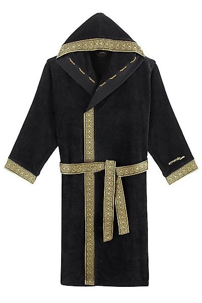 Aymando Bademantel Schwarz, 100% Baumwolle, Kapuze, Bindegürtel, Geschenkve günstig online kaufen