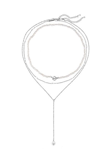 Hey Happiness Perlenketten-Set 3er Layer Silber günstig online kaufen