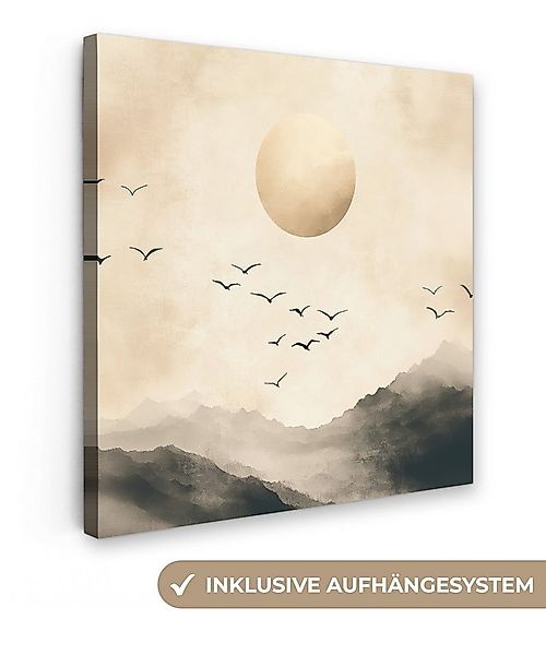 OneMillionCanvasses® Leinwandbild Landschaft - Japandi - Vogel, Fotodruck ( günstig online kaufen