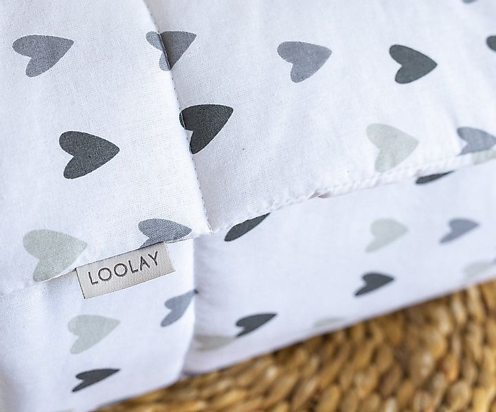 Loolay Bettnestchen HERZ Grau Hellgrau Baumwolle Atmungsaktives Babybett BE günstig online kaufen
