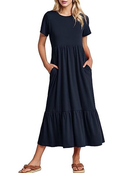 LUCKZON Sommerkleid Damen Sommerkleider Casual Kurzarm, Lange Kleider, Flow günstig online kaufen