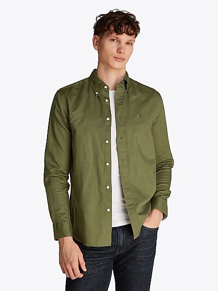 Tommy Hilfiger Langarmhemd "LINEN BLEND SOLID Regular Fit SHIRT" mit Button günstig online kaufen
