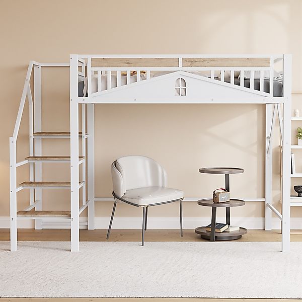 Merax Hochbett (1-St., Eisenbett Jugendbett) Metallbett günstig online kaufen