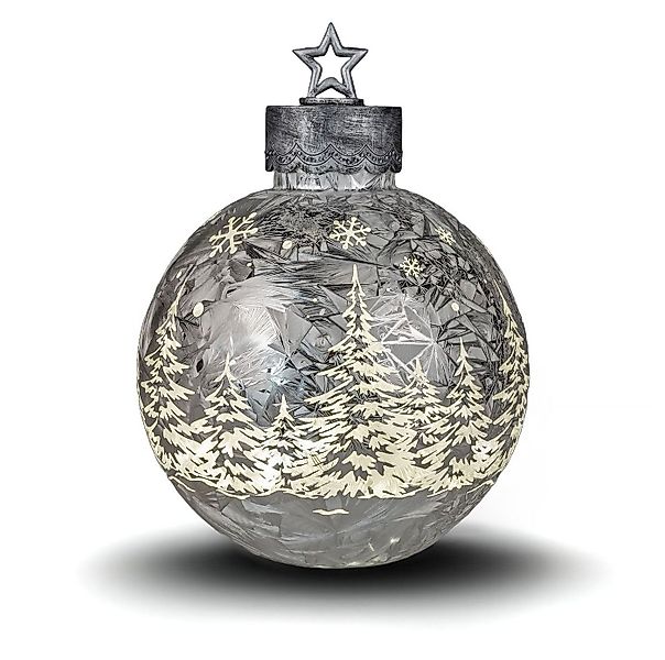 formano LED Dekolicht Glas Kugel Silber-Frosty 35cm mit LED Licht Timer Wei günstig online kaufen