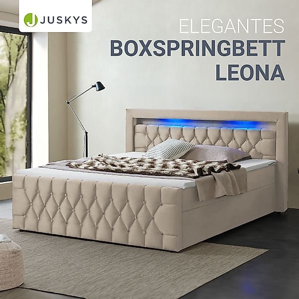 Juskys Polsterbett Leona, 140x200 cm, Boxspringbett-Optik, günstig online kaufen