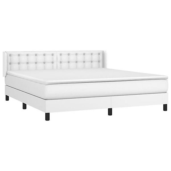 vidaXL Bett Boxspringbett mit Matratze Weiß 180x200 cm Kunstleder günstig online kaufen