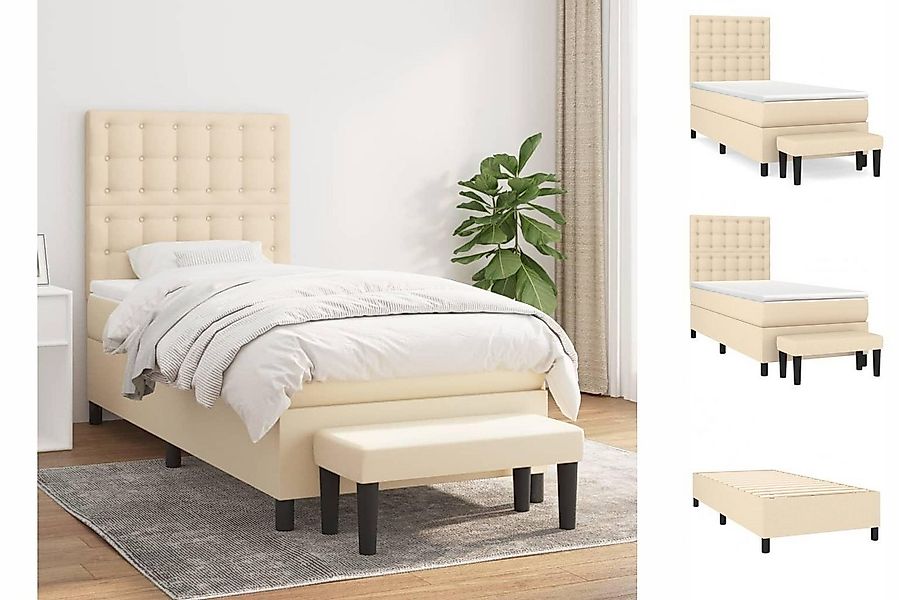 vidaXL Boxspringbett Boxspringbett mit Matratze Creme 80x200 cm Stoff Bett günstig online kaufen