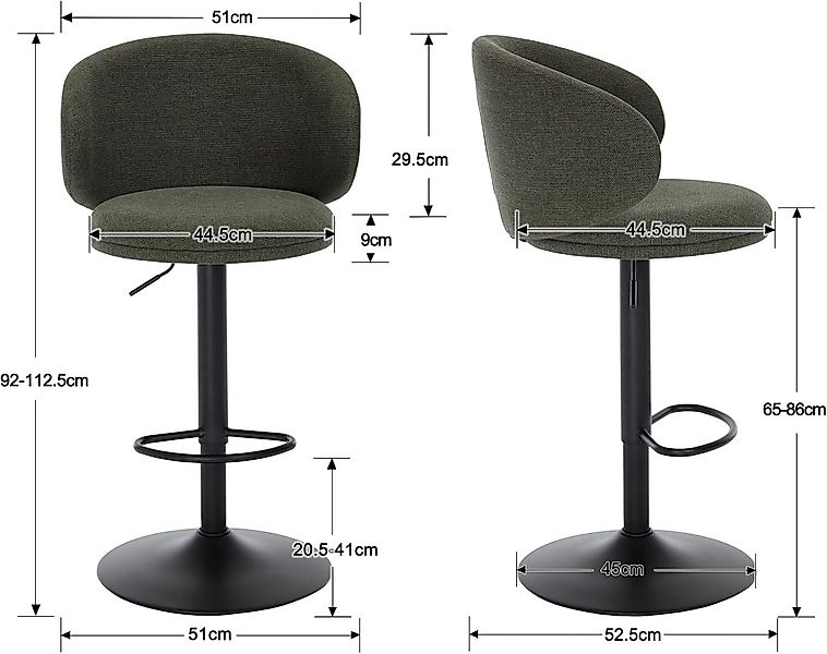 WAHSON OFFICE CHAIRS Barhocker Leinen Tresenhocker günstig online kaufen