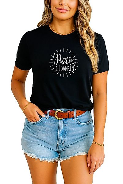 Banco T-Shirt Damen mit Spruch "Positive Gedanken" - Rundhals, Kurzarm günstig online kaufen