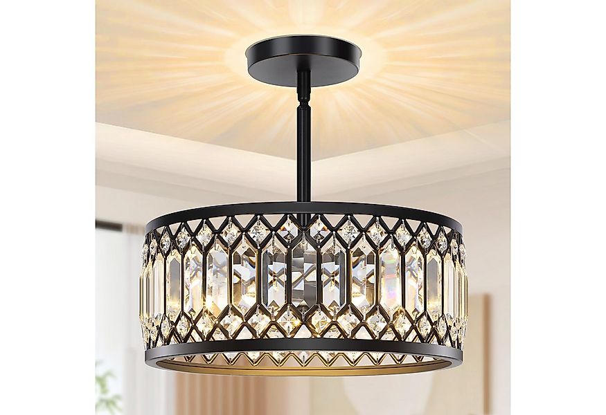 Jibenhome LED Deckenleuchte Schwarzer Kristalllampe,Moderne Kronleuchter Kr günstig online kaufen