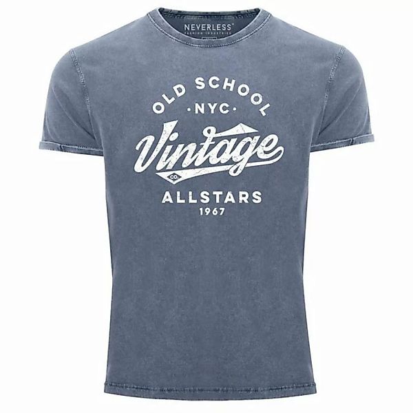 Neverless Print-Shirt Herren Vintage Shirt Retro Schriftzug Allstars Old Sc günstig online kaufen
