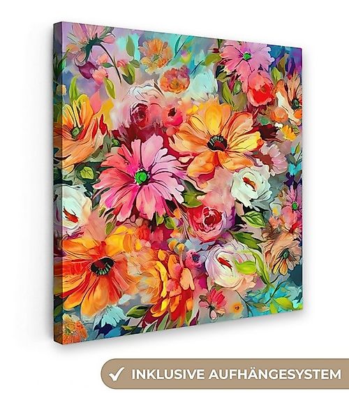 OneMillionCanvasses® Leinwandbild Blumen - Farbenfroh - Kunst - Ölfarbenopt günstig online kaufen