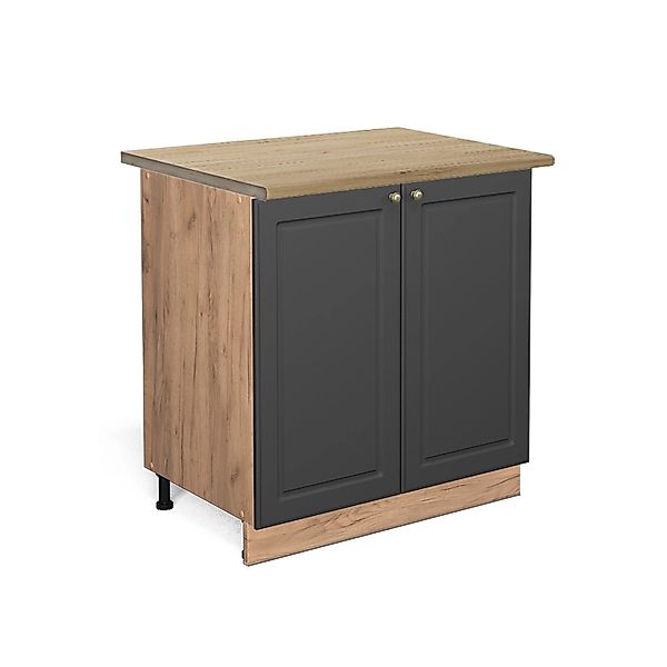 Vicco Spülenunterschrank Fame-Line Anthrazit-Gold/Goldkraft Eiche 80 cm mit günstig online kaufen